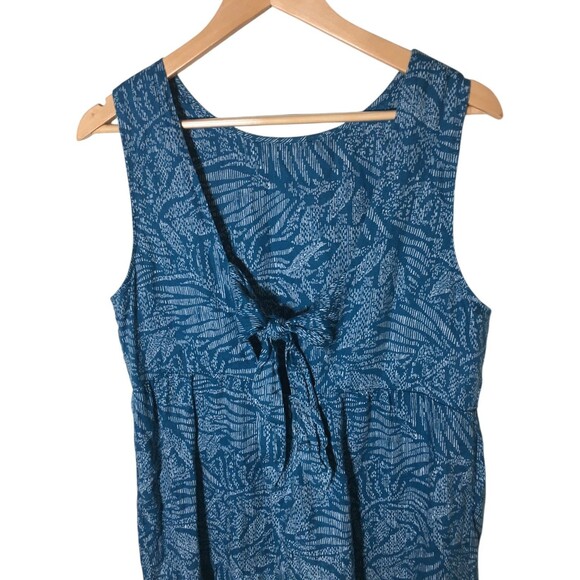 S Oliver Linen Dress Women's 40 Size 8 US Blue Floral Leaf Tie Closure Maxi - Picture 4 of 5